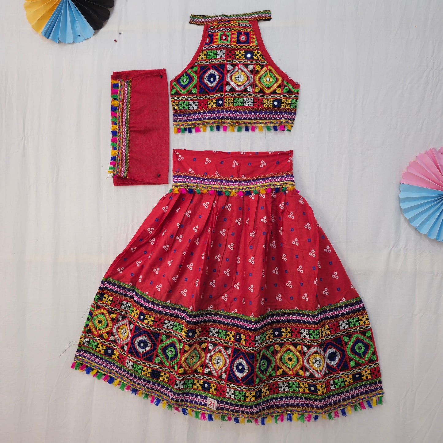 Girls - Sleeveless 3 Dot Bandhani Chaniya Choli