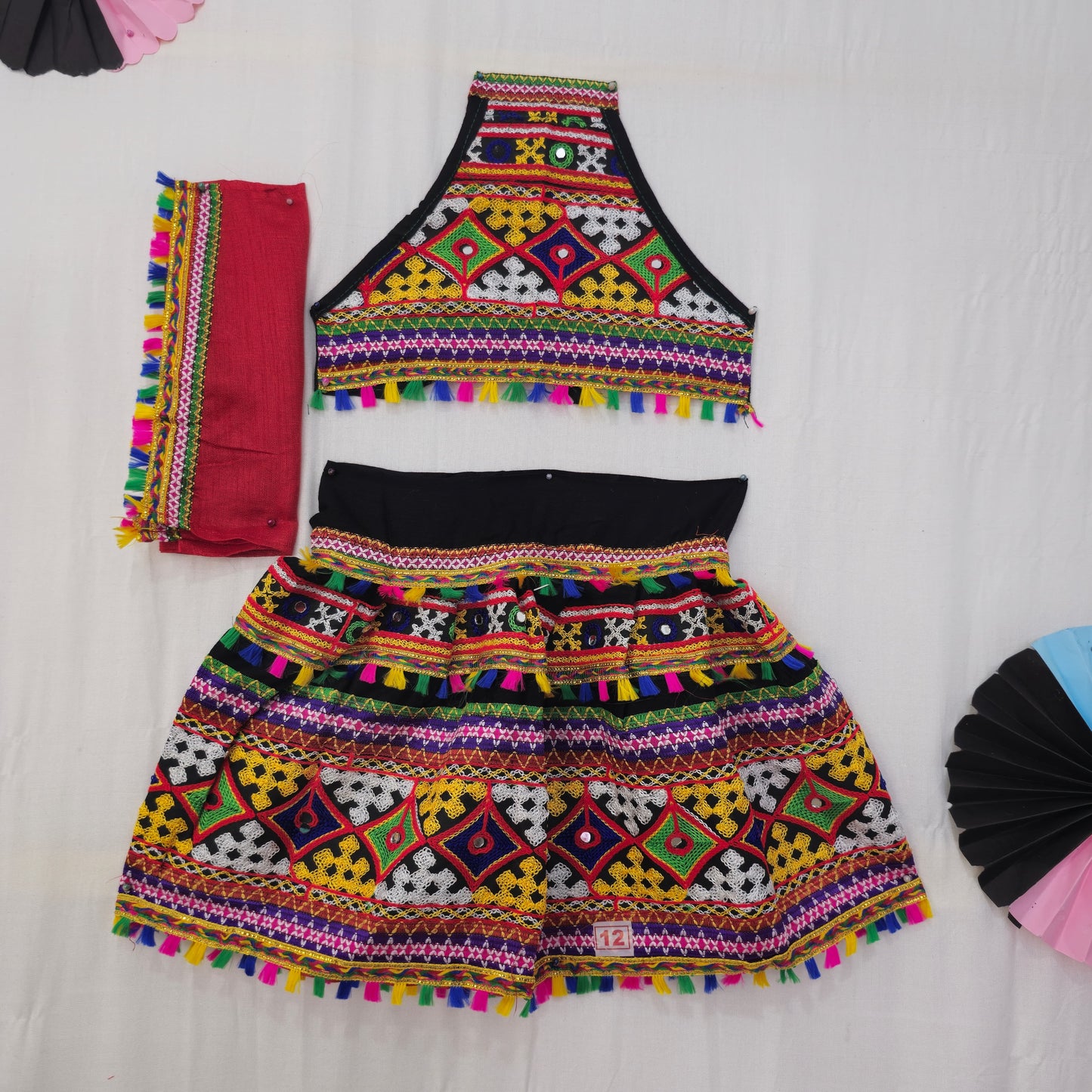 Girls - Sleeveless Center Border 3 Patta Chaniya Choli