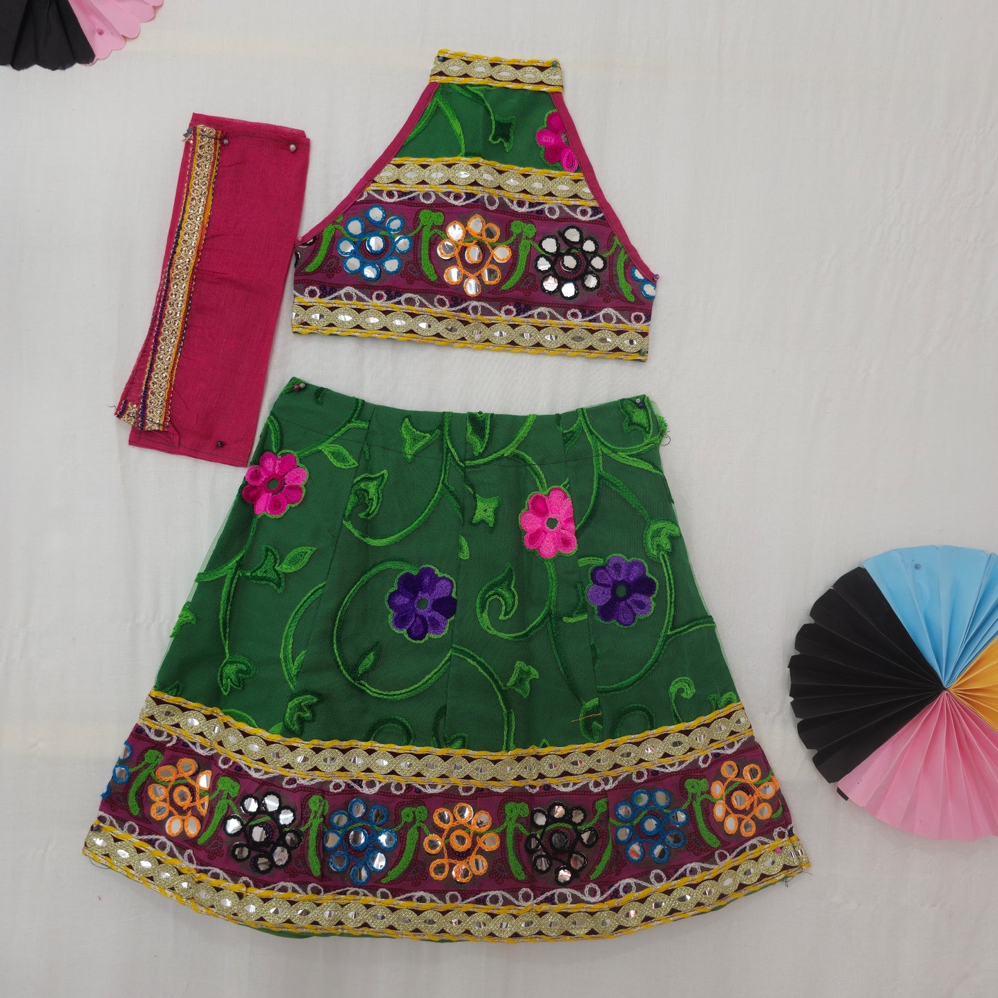 Girls - Sleeveless Aari Work Chaniya Choli