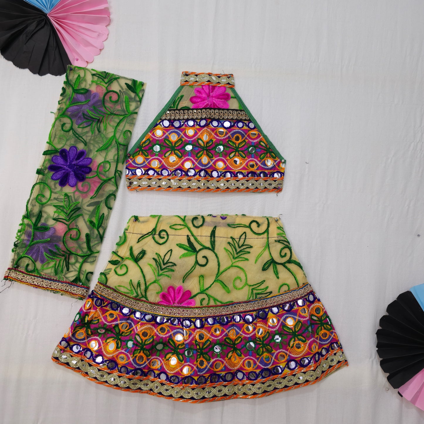 Girls - Sleeveless Aari Work Chaniya Choli