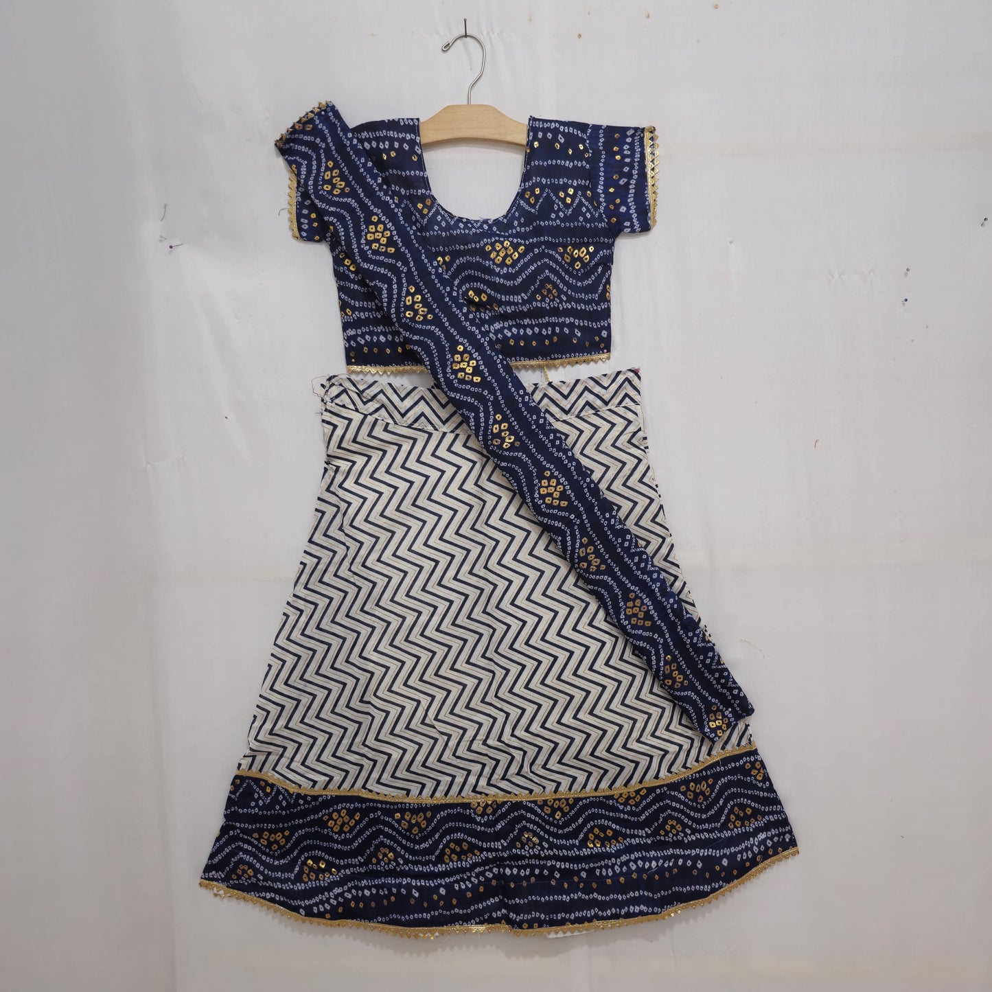 Girls - Zig-Zag With Bandhani Print Lahenga