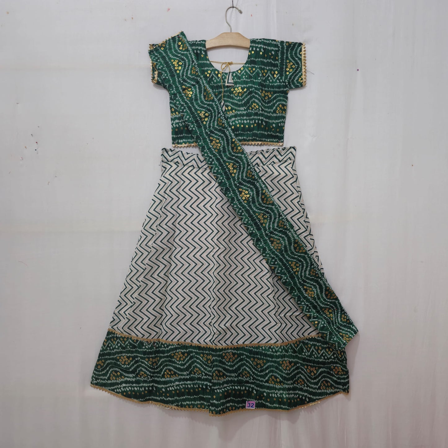 Girls - Zig-Zag With Bandhani Print Lahenga