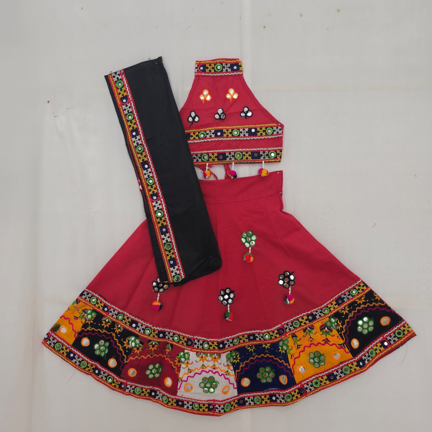 Girls - Multicolour Square Box Border Chaniya Choli