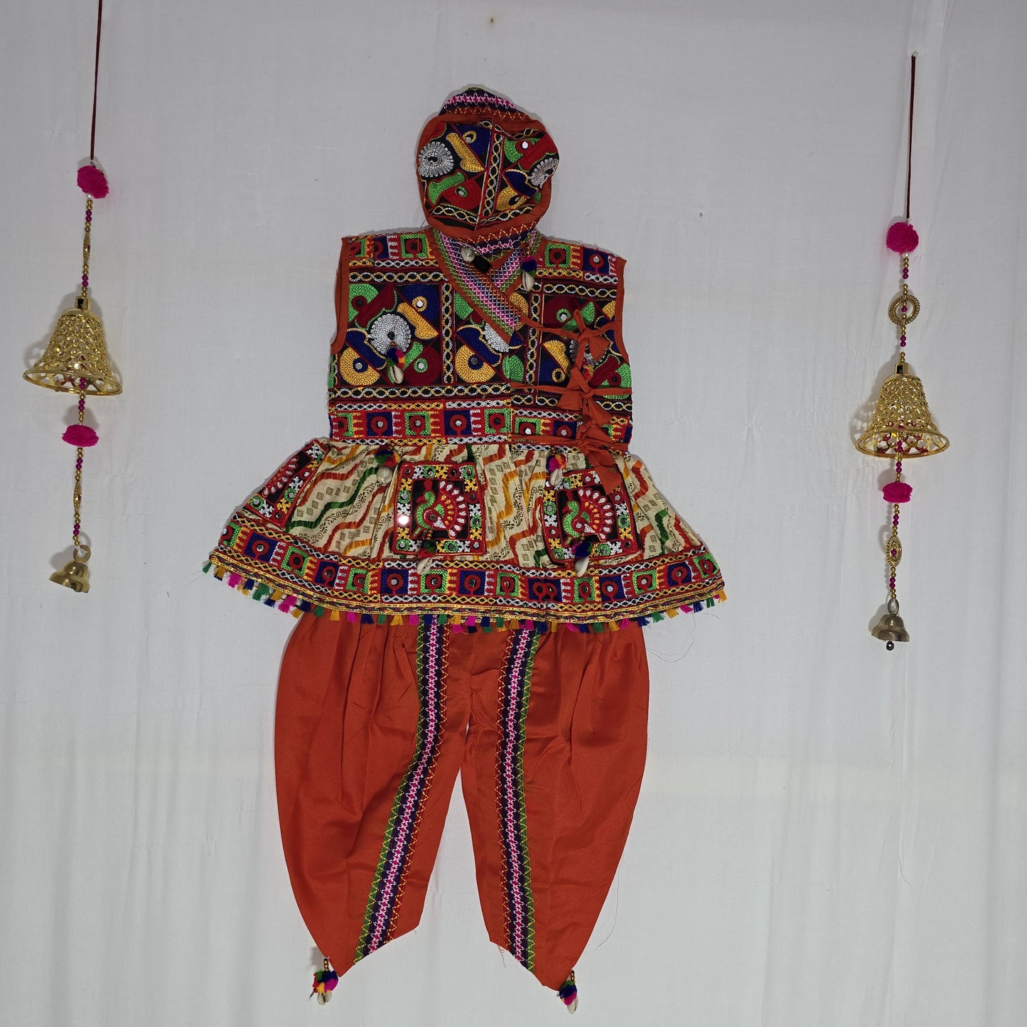 Kids - Cross Multicolor Leheriya Bandhani Kediya