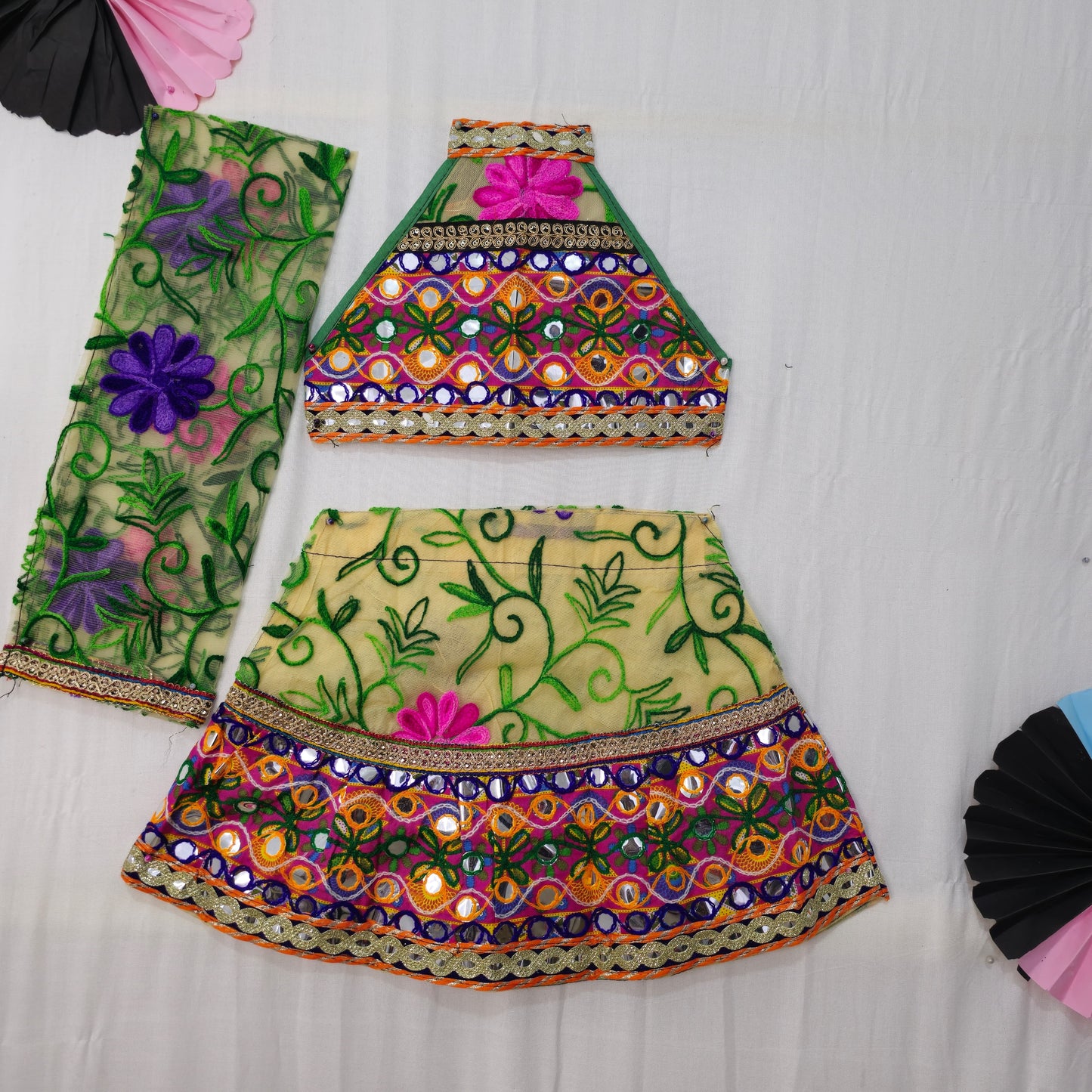 Girls - Sleeveless Aari Work Chaniya Choli