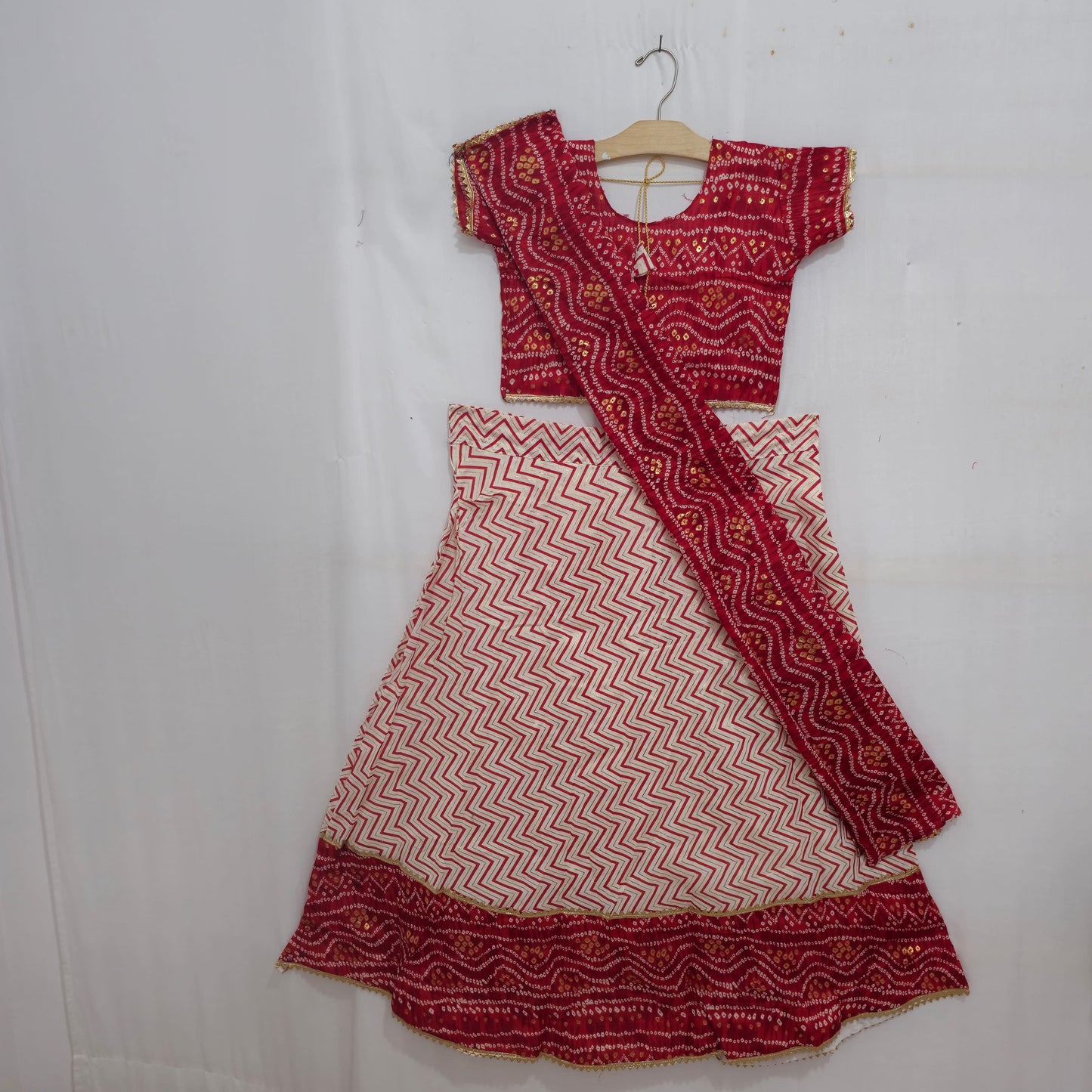 Girls - Zig-Zag With Bandhani Print Lahenga