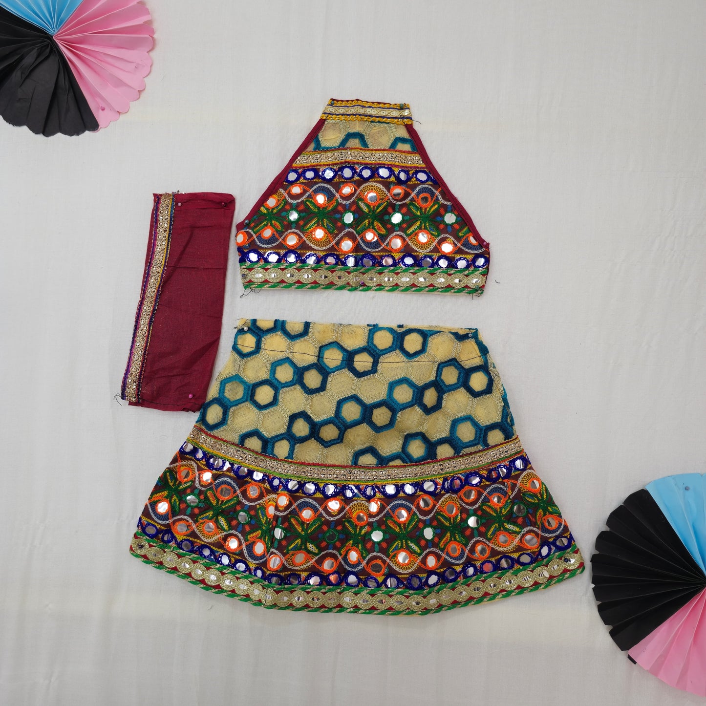 Girls - Sleeveless Aari Work Chaniya Choli