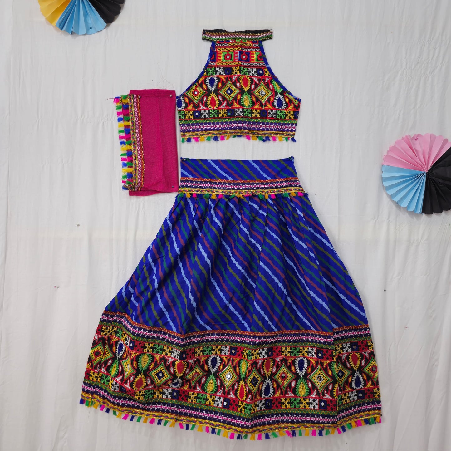 Girls - Sleeveless Leheriya Single Patta Chaniya Choli