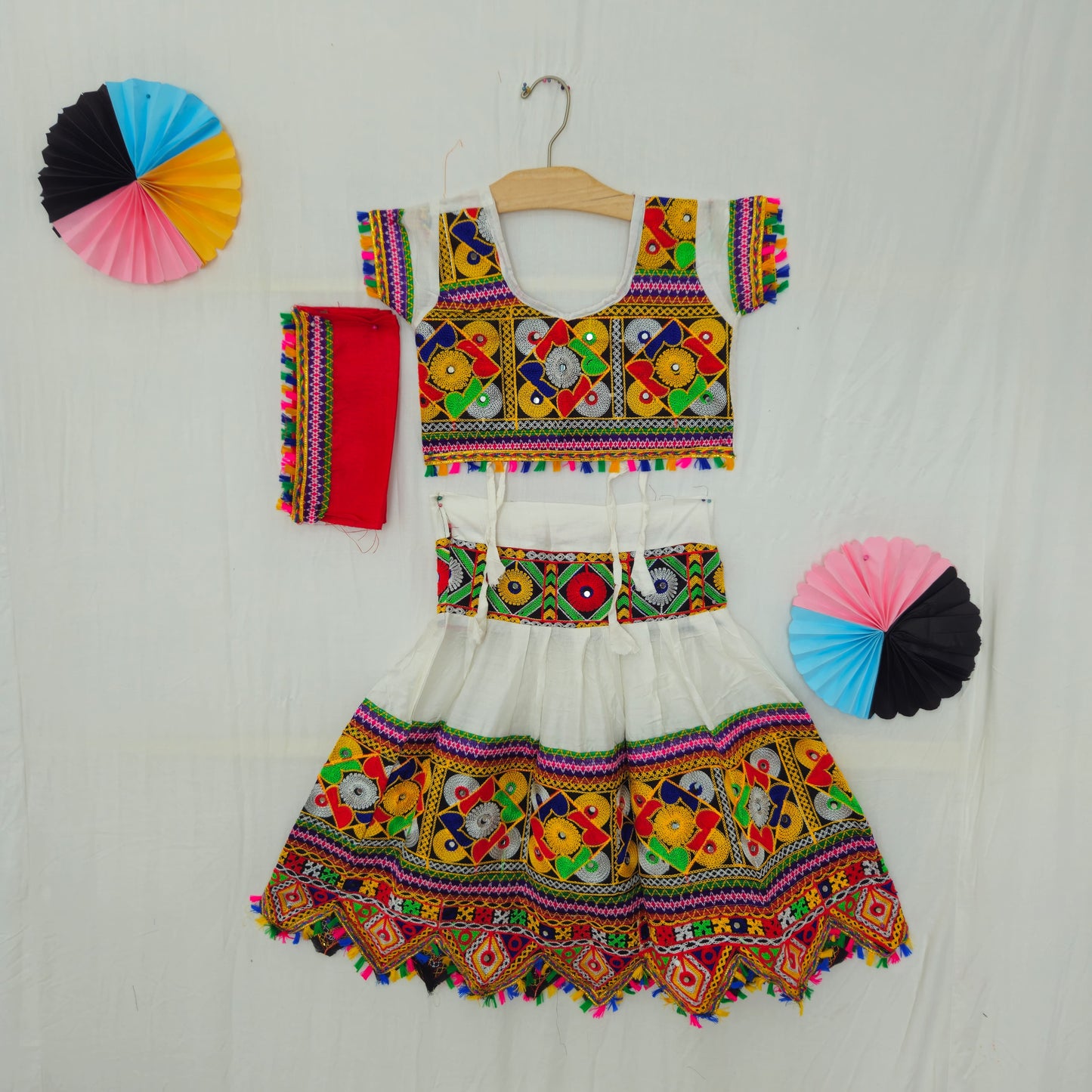 Girls - Plain Bordered Design Chaniya Choli