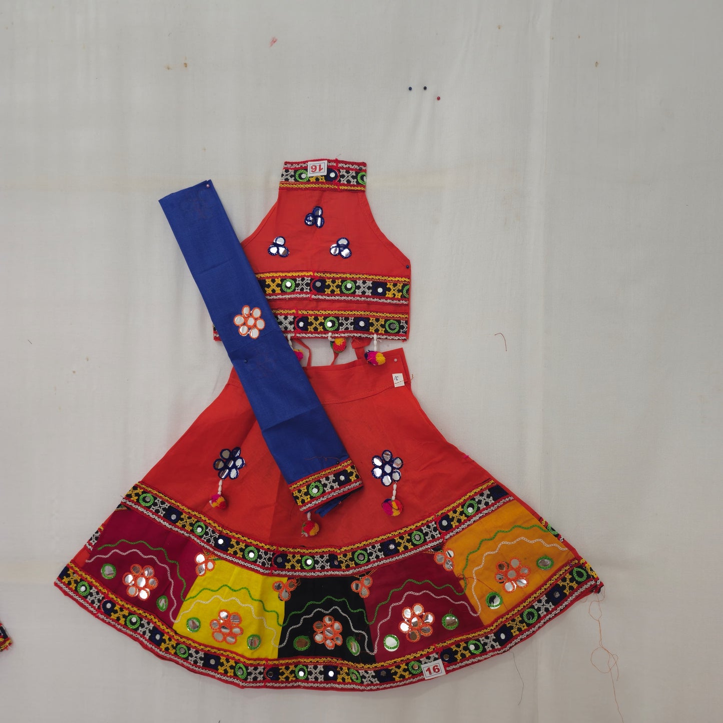 Girls - Multicolour Square Box Border Chaniya Choli