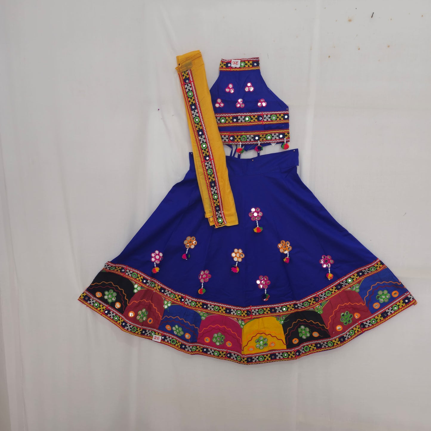 Girls - Multicolour Square Box Border Chaniya Choli
