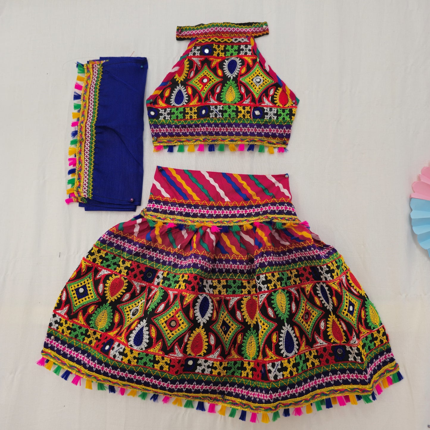 Girls - Sleeveless Leheriya Single Patta Chaniya Choli