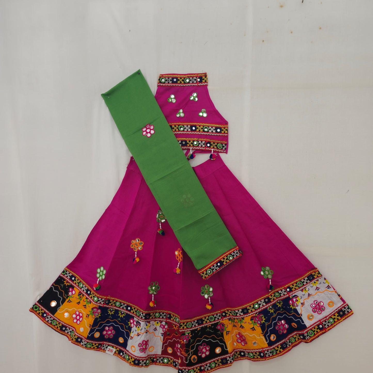 Girls - Multicolour Square Box Border Chaniya Choli
