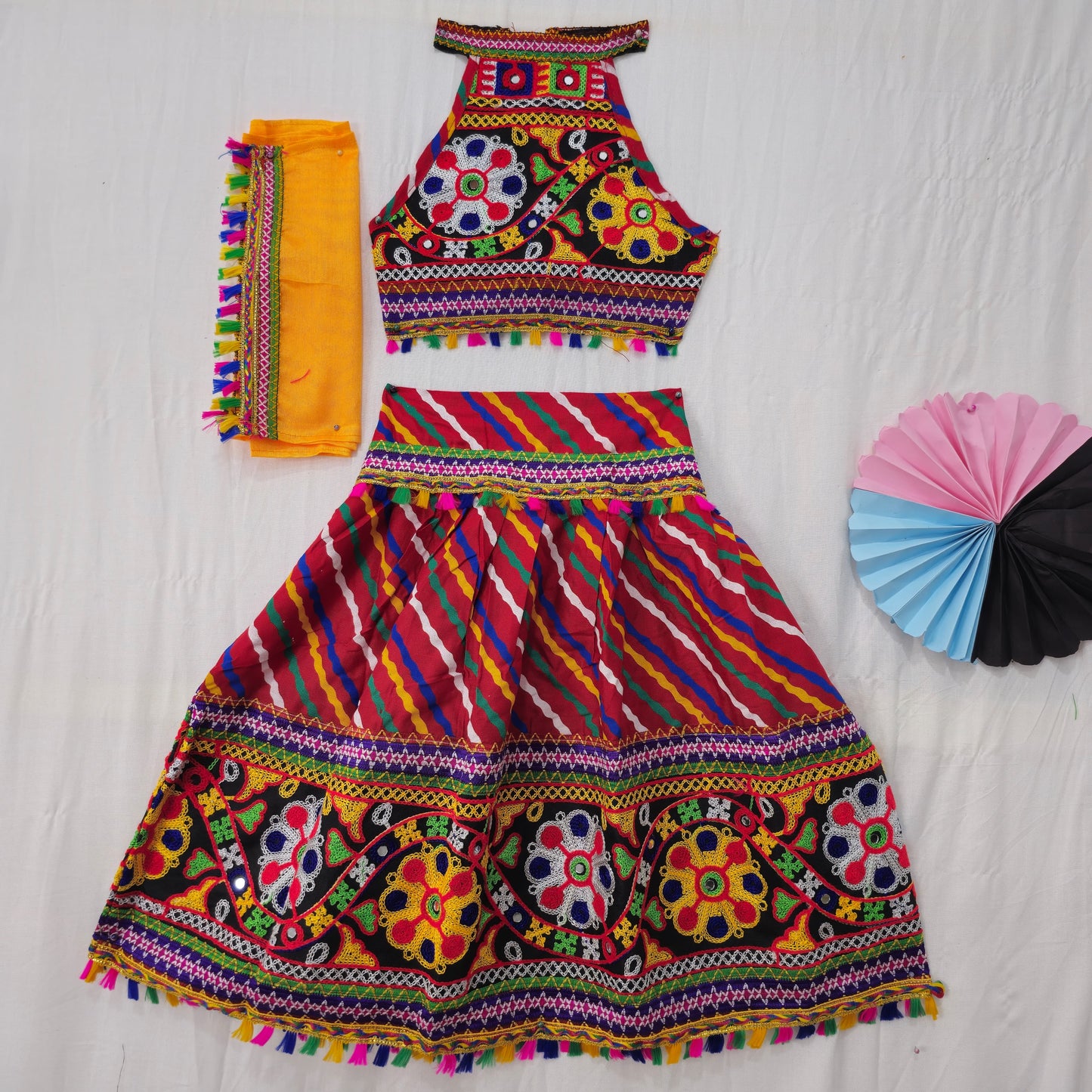 Girls - Sleeveless Leheriya Single Patta Chaniya Choli