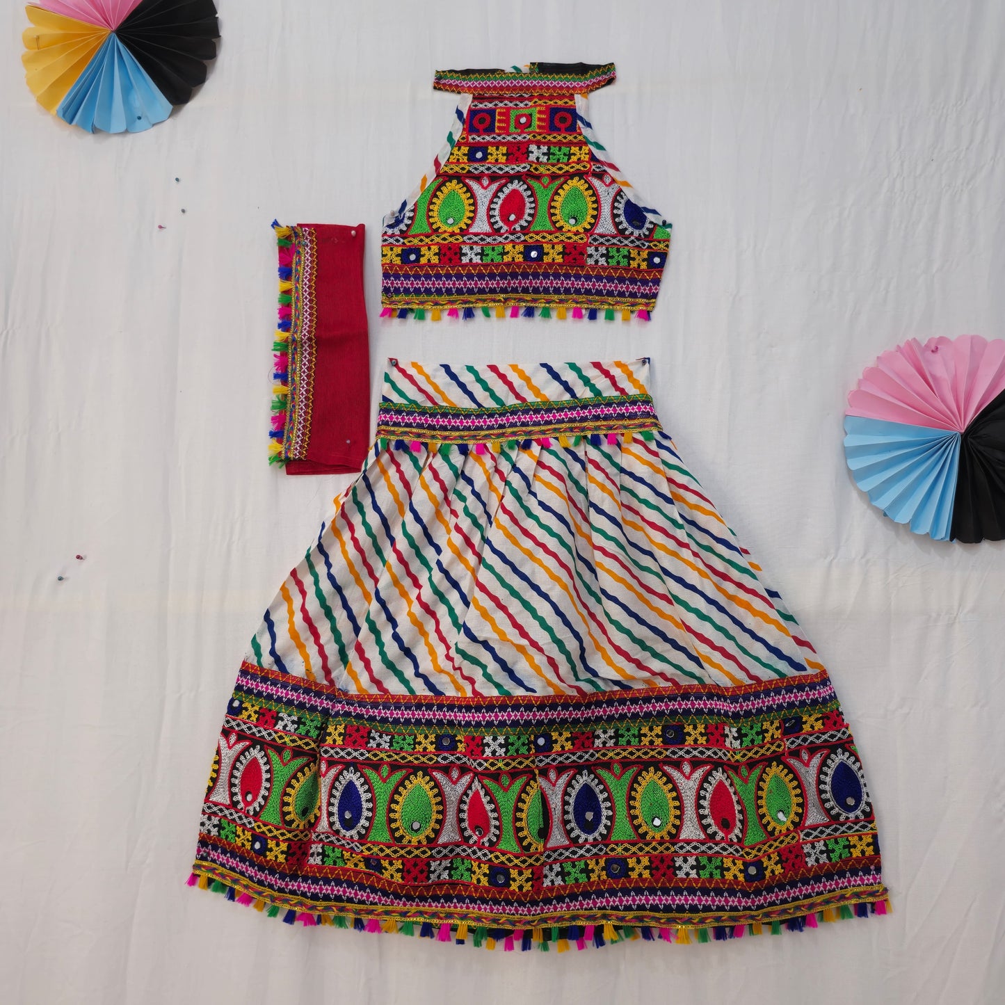 Girls - Sleeveless Leheriya Single Patta Chaniya Choli