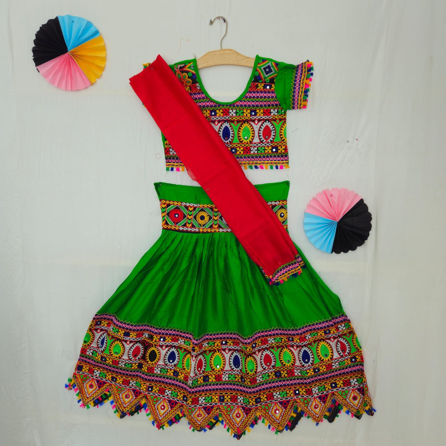 Girls - Plain Bordered Design Chaniya Choli