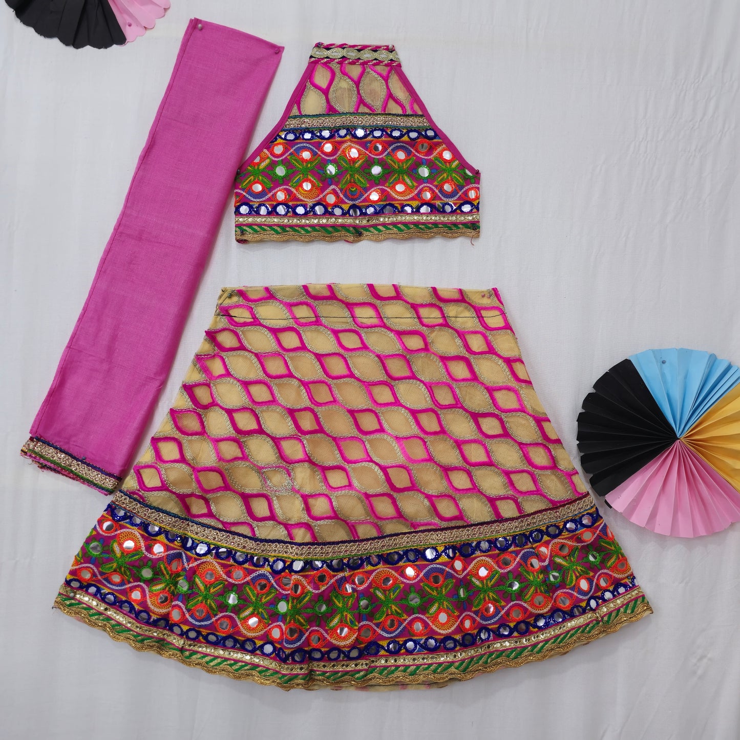 Girls - Sleeveless Aari Work Chaniya Choli