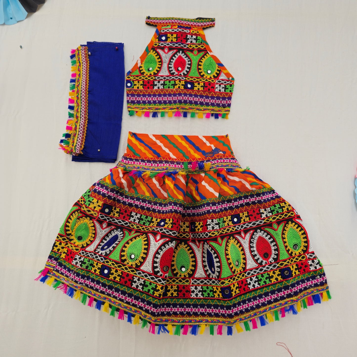 Girls - Sleeveless Leheriya Single Patta Chaniya Choli