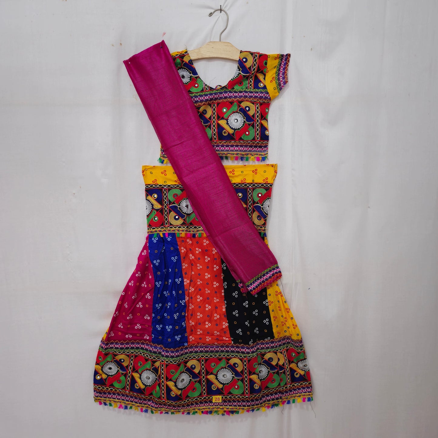 Girls - 3 Dot Bandhani Multi Column Patta Chaniya Choli