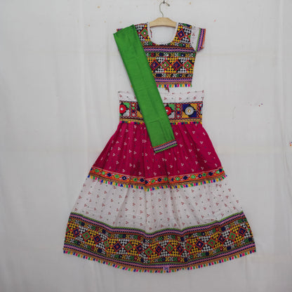 Girls - 3 Dot Bandhani Double Colour Chaniya Choli