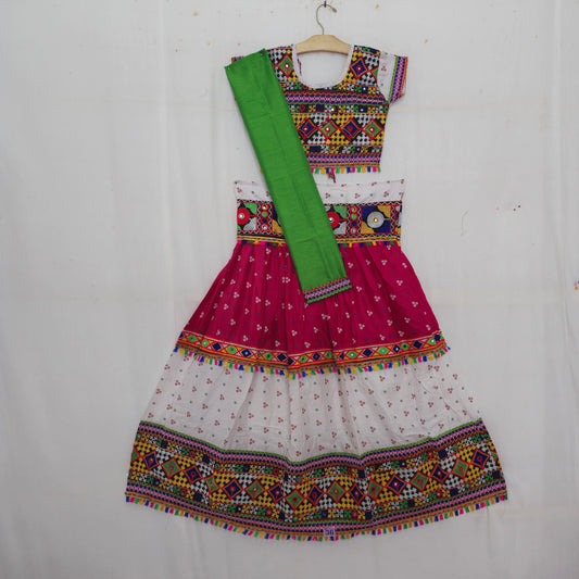 Girls - 3 Dot Bandhani Double Colour Chaniya Choli