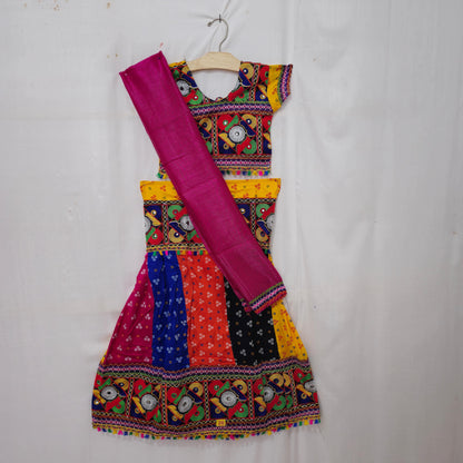 Girls - 3 Dot Bandhani Multi Column Patta Chaniya Choli
