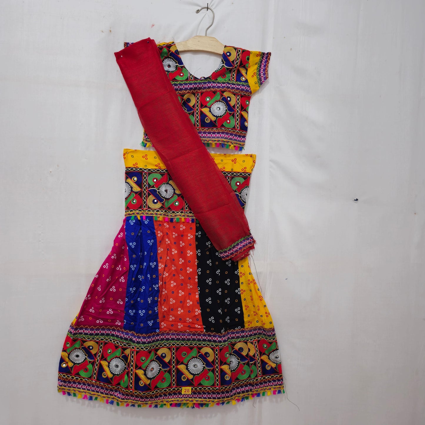 Girls - 3 Dot Bandhani Multi Column Patta Chaniya Choli