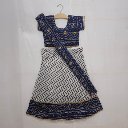 Girls - Zig-Zag With Bandhani Print Lahenga