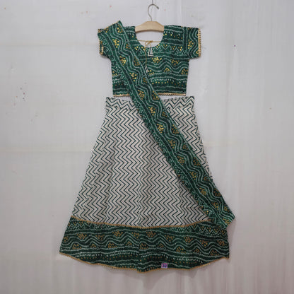 Girls - Zig-Zag With Bandhani Print Lahenga