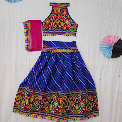 Girls - Sleeveless Leheriya Single Patta Chaniya Choli