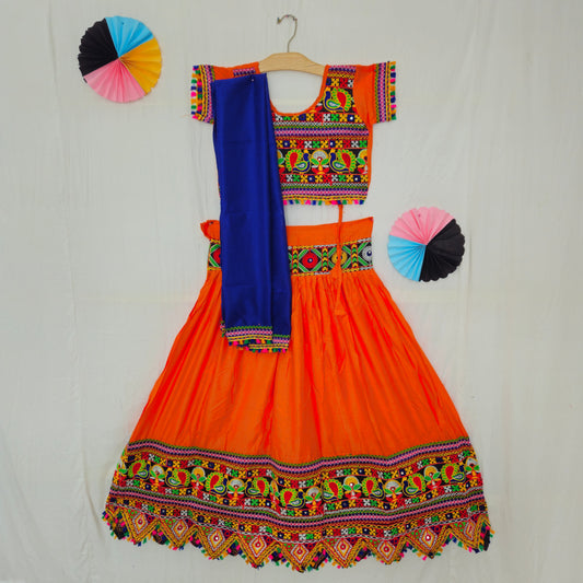 Girls - Plain Bordered Design Chaniya Choli