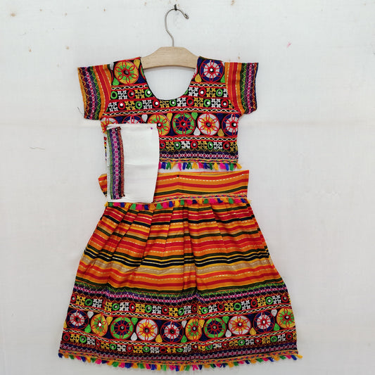 Girls - Multicolour Leheriya Design Chaniya Choli