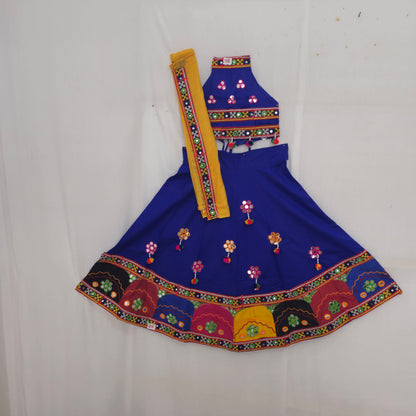 Girls - Multicolour Square Box Border Chaniya Choli