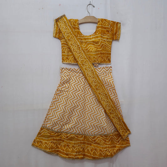 Girls - Zig-Zag With Bandhani Print Lahenga