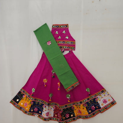 Girls - Multicolour Square Box Border Chaniya Choli