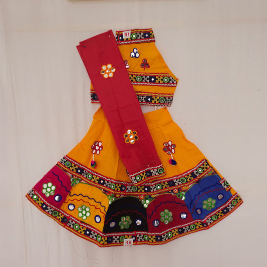 Girls - Multicolour Square Box Border Chaniya Choli