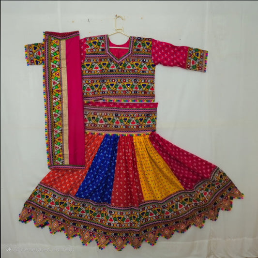 3 Dot Bandhani Multi Short Chaniya Choli