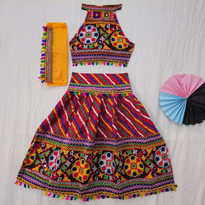 Girls - Sleeveless Leheriya Single Patta Chaniya Choli