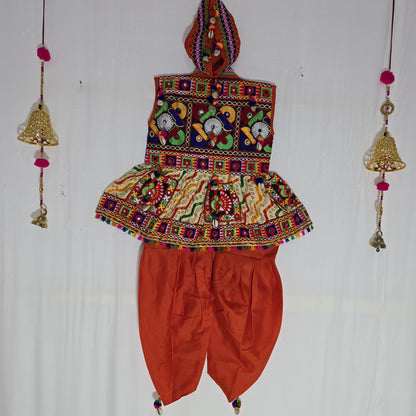 Kids - Cross Multicolor Leheriya Bandhani Kediya