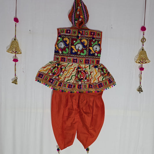 Kids - Cross Multicolor Leheriya Bandhani Kediya