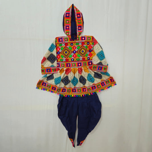 Kids - Multicolor Square Bandhni Kediya
